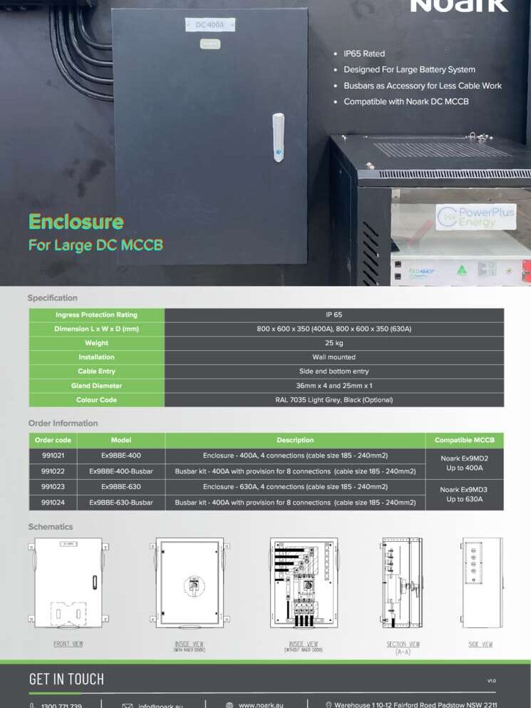 Noark DC MCCB Enclosure Cover Page