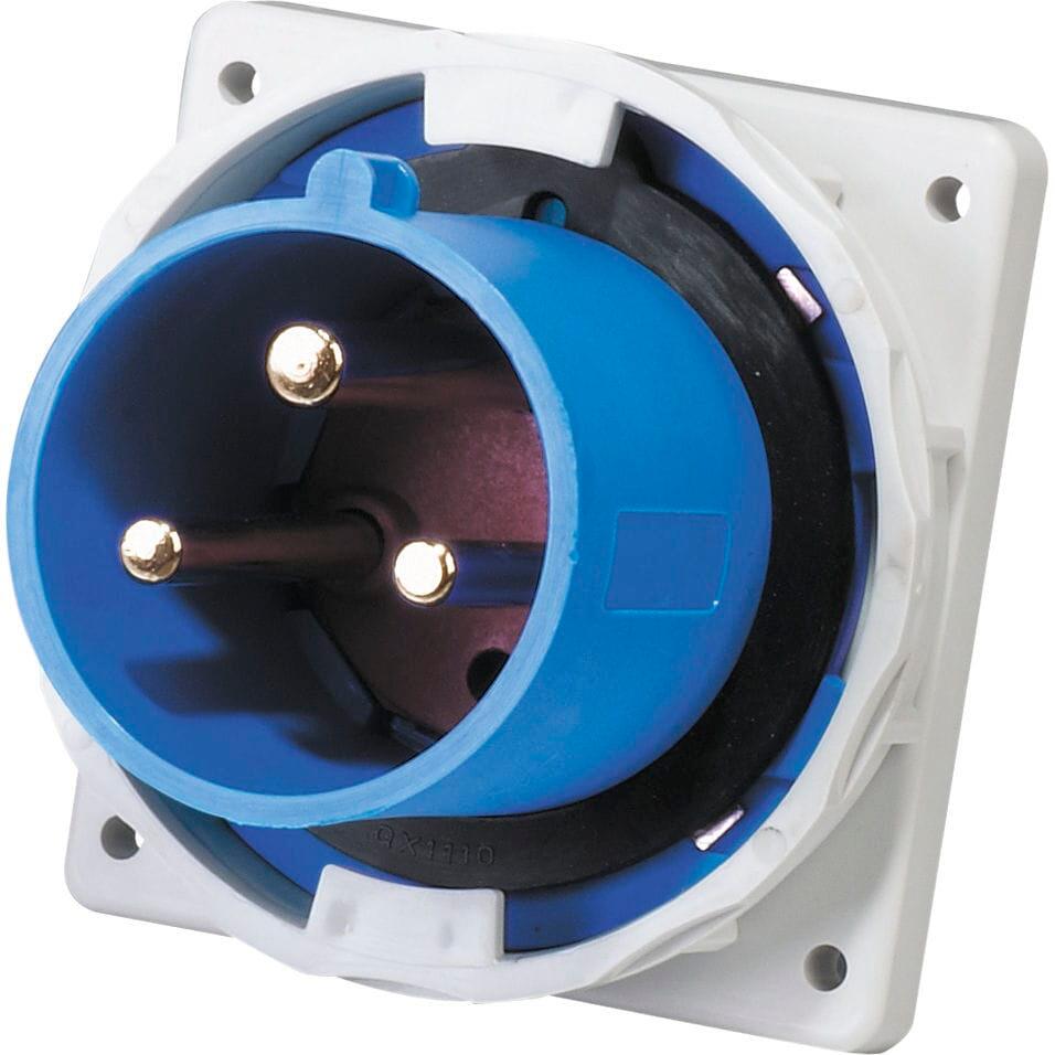 CEE Panel Mount Plug 3 pole 16A 230V 6h IP67