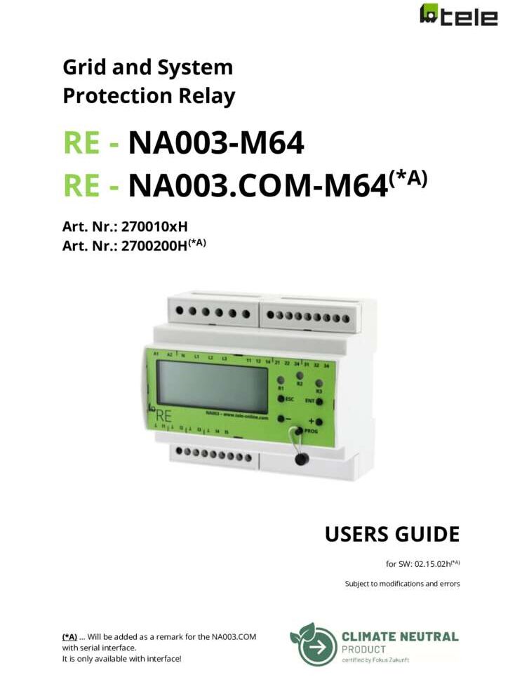 Tele_NA003_Grid_Protection_en Cover Page