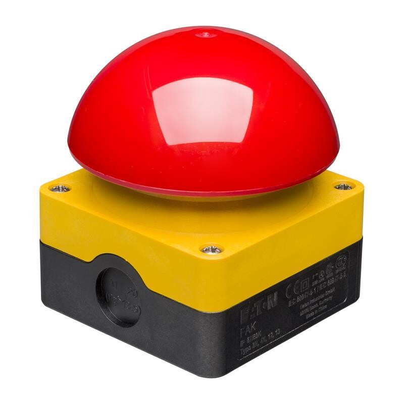 Palm Emergency Stop switch, red/yellow, 1NO+1NC, maintained