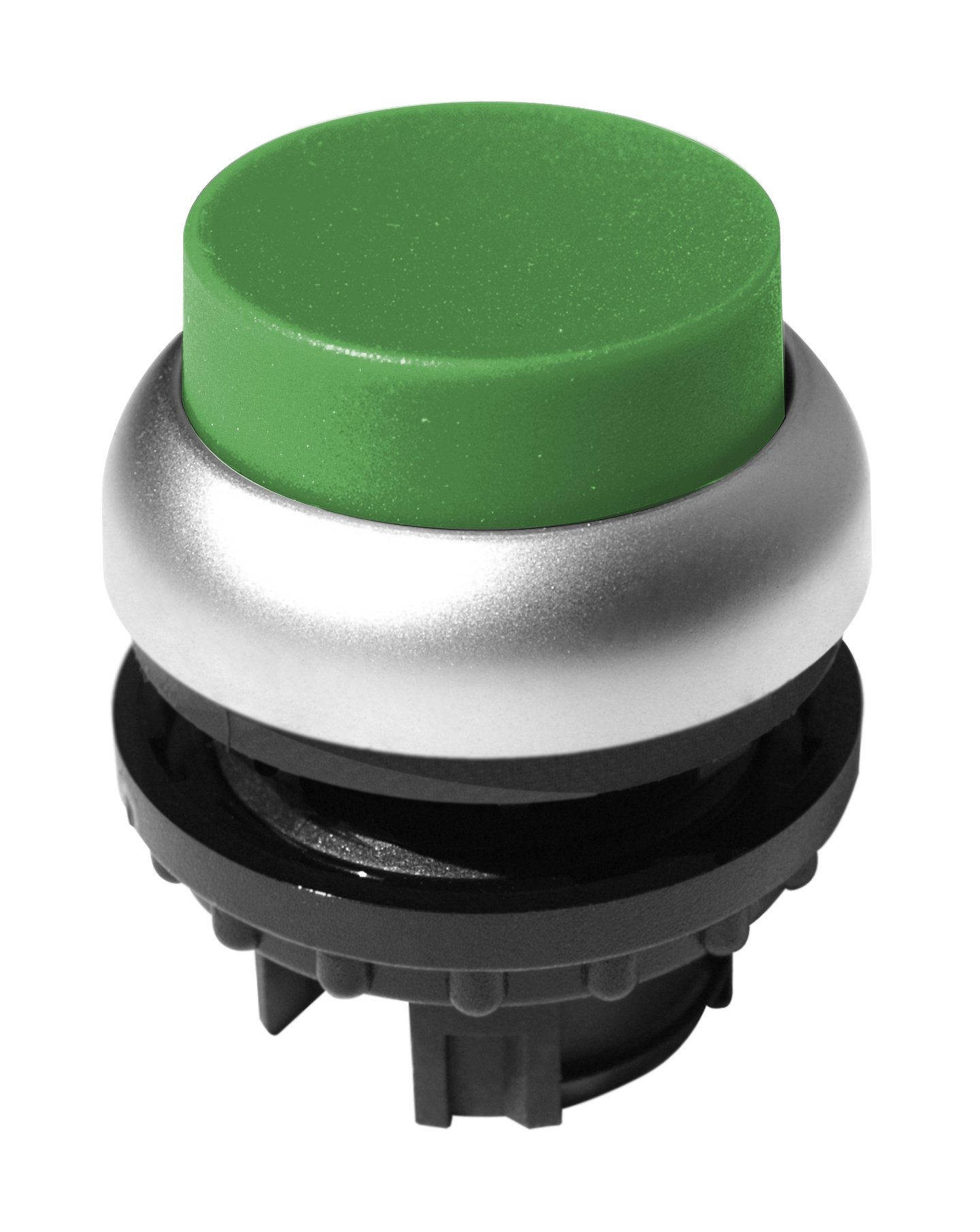 Push-button extended, spring-return, green